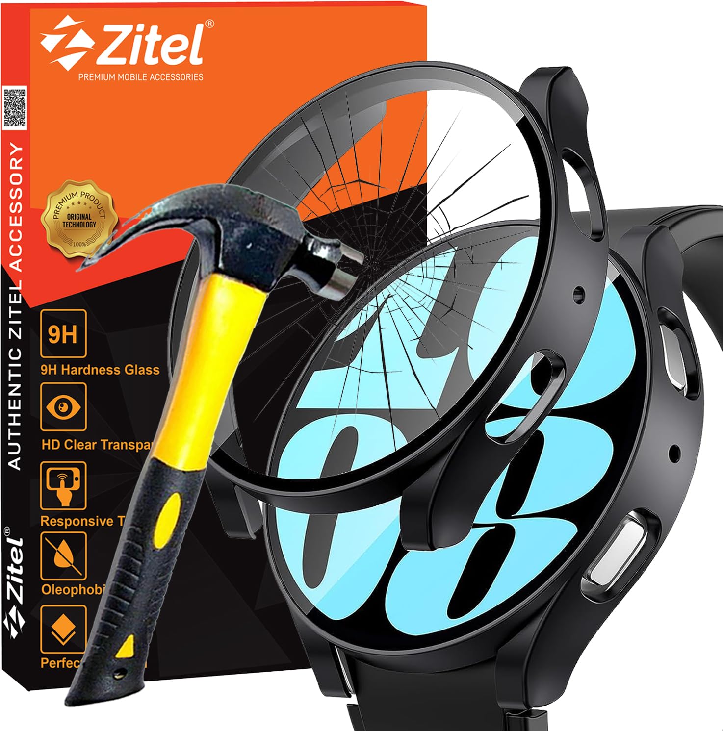 Zitel Hard Case with Built-in Tempered Glass Screen Protector Compatible with Samsung Galaxy Watch 6 (40mm) - Matte Black (B0CJ77MDWC) Amazon Price History, Amazon Price Tracker
