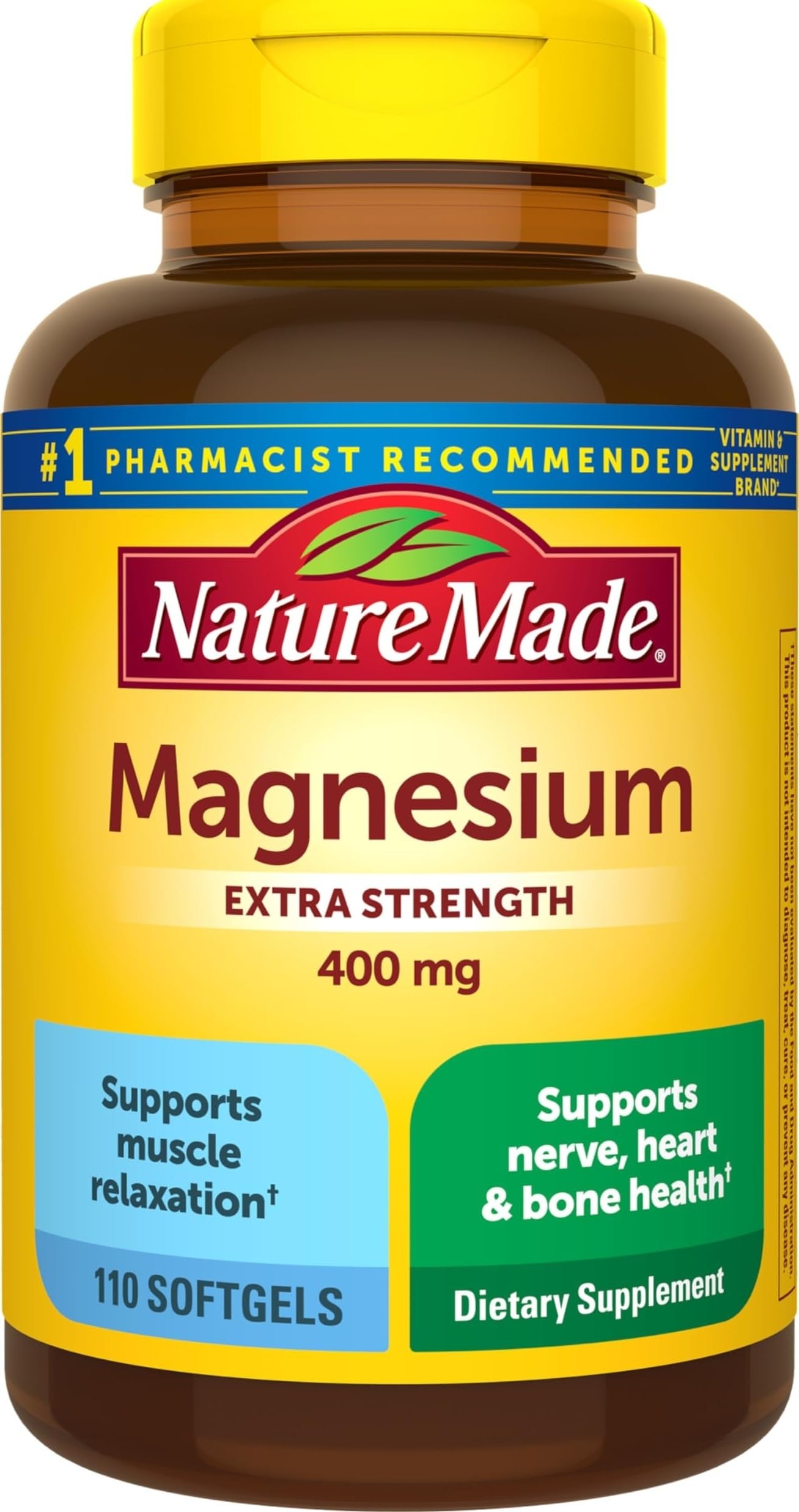 Nature Made Magnesium Oxide Extra Strength 400 mg, 110 Softgels 110 Count (Pack of 1)