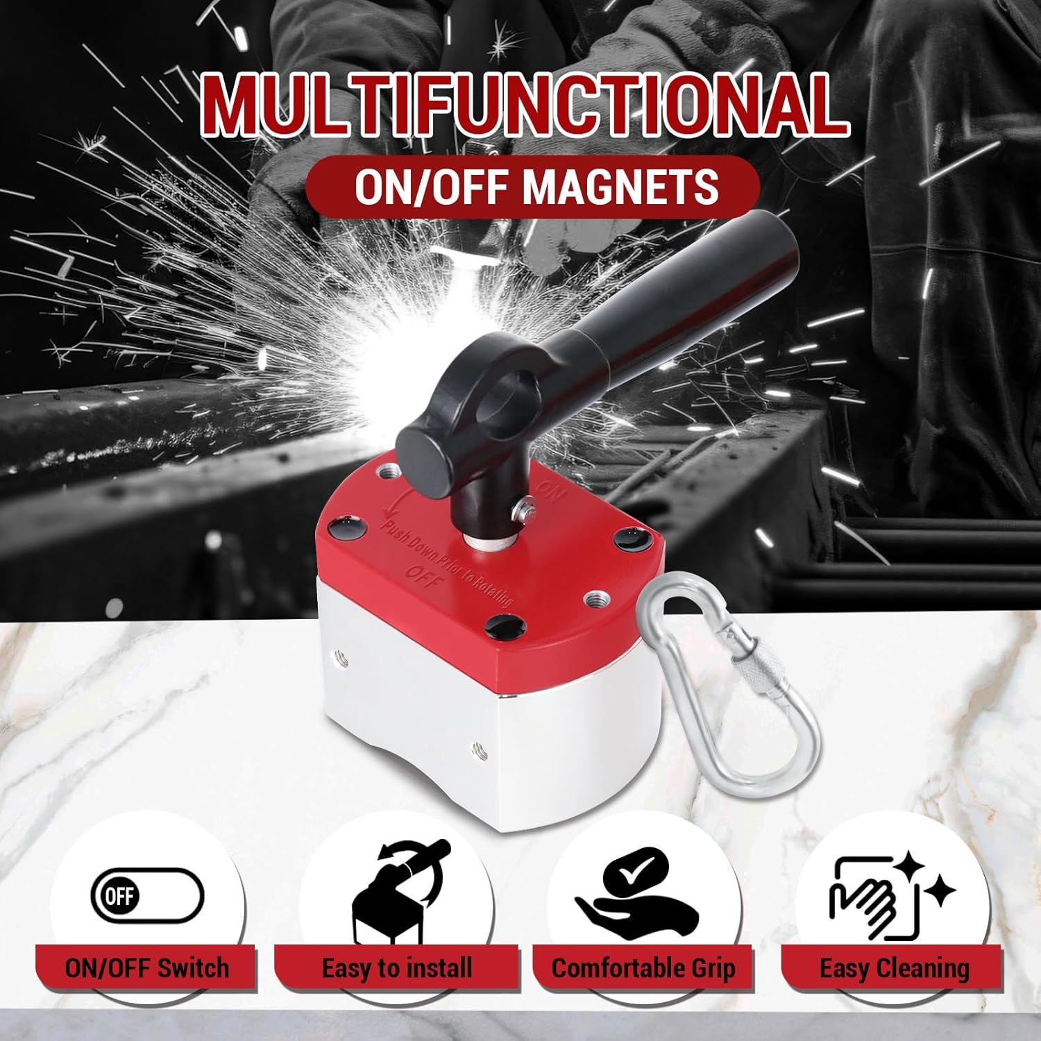 DTLHCNCT 600 LB ON/Off Magnets, Magnetic Welding Holder, Multipurpose Switch Magnet for Lifting and Handling,Metal Screening,Weld Positioning,Metal Salvage (2 Pack)