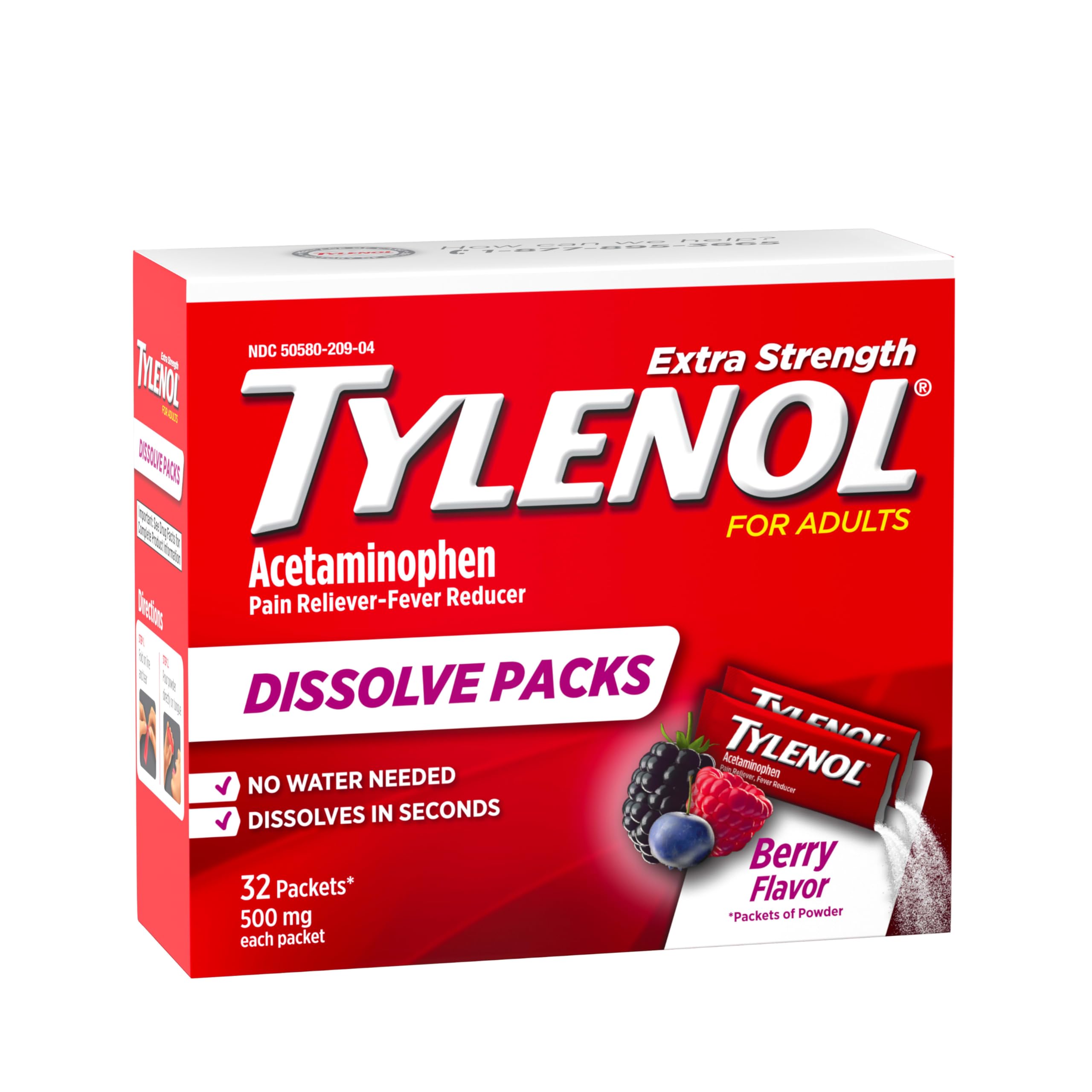 Tylenol Extra Strength Dissolve Powder Packs, Berry, 32 Ct — Amazon image 8
