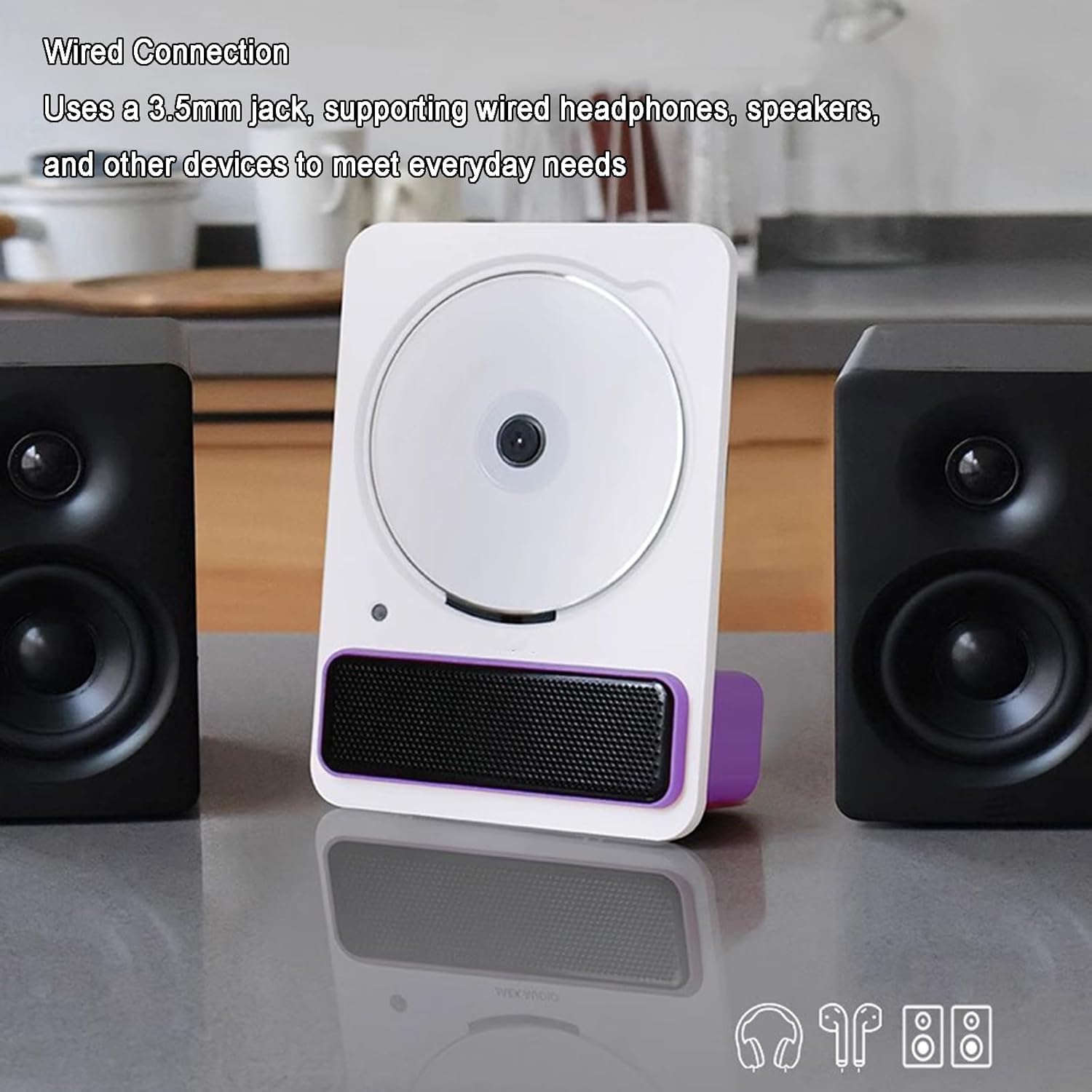Lettore musicale CD con Bluetooth, telecomando, batteria ricaricabile, jack per cuffie da 3,5 mm, qualità del suono HiFi, altoparlante full-range integrato