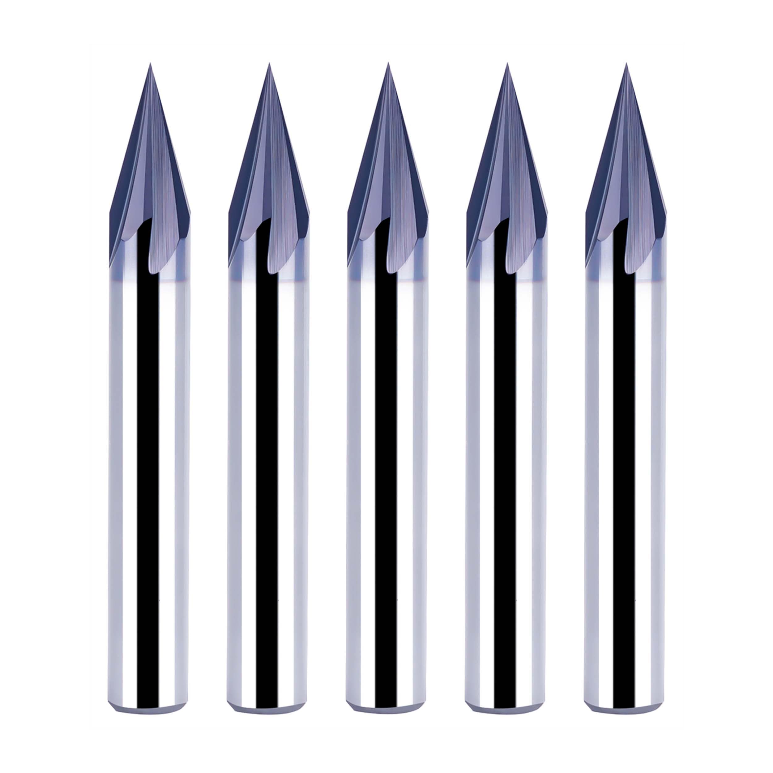 SpeTool 5pcs 30 Degree V Groove Router Bit with Tiain Coated1/4 Inch Shank, 4-Flute Carbide Chamfer End Mill V Groove Router Bit for CNC Engraving and Chamfering Lettering