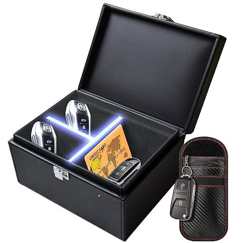 Faraday Box for Key Fob with Divider, RFID Signal Blocking