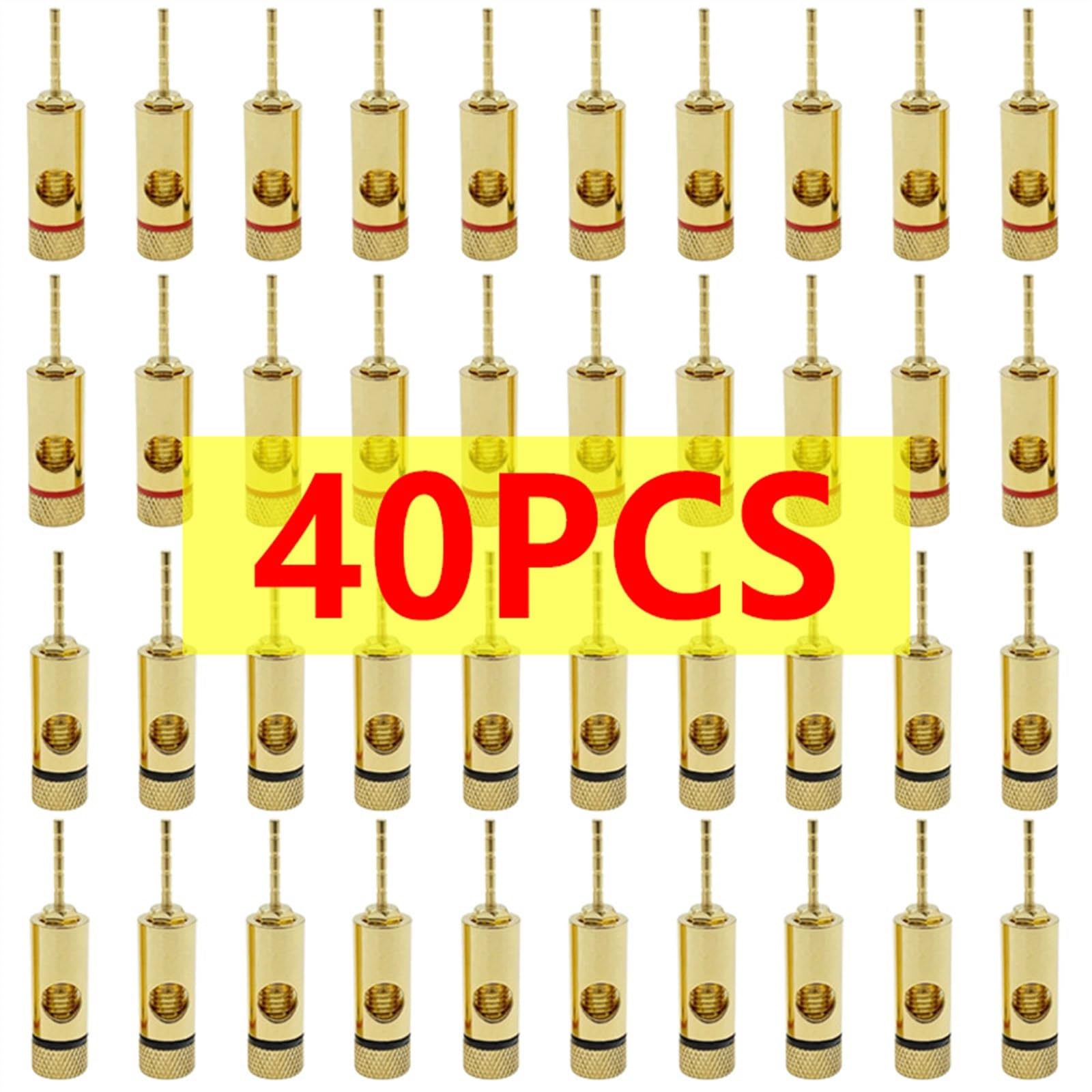 Adaptateur de fiche Banane à Broche Droite en cuivre plaqué Or, 2mm, bornes Banane, fiches de Haut-Parleur, connecteur de câblage, 8/40 pièces(40Pcs (20Pairs))