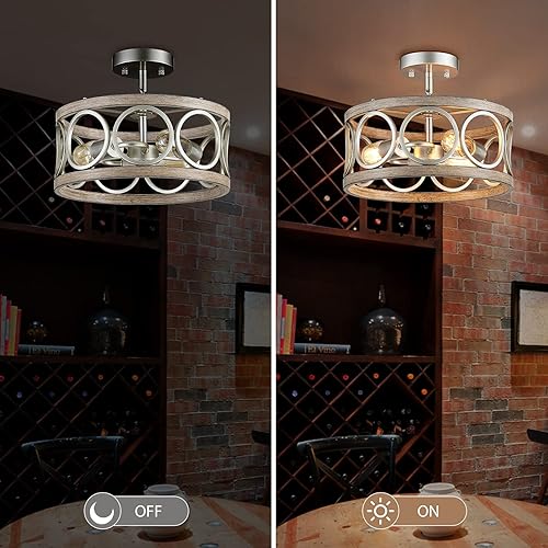 Miniatura 6 de Lámpara de araña blanca, lámpara colgante moderna de 6 luces para comedor, tambor de 19.7 pulgadas, para cocina, sala de estar, dormitorio, lámpara