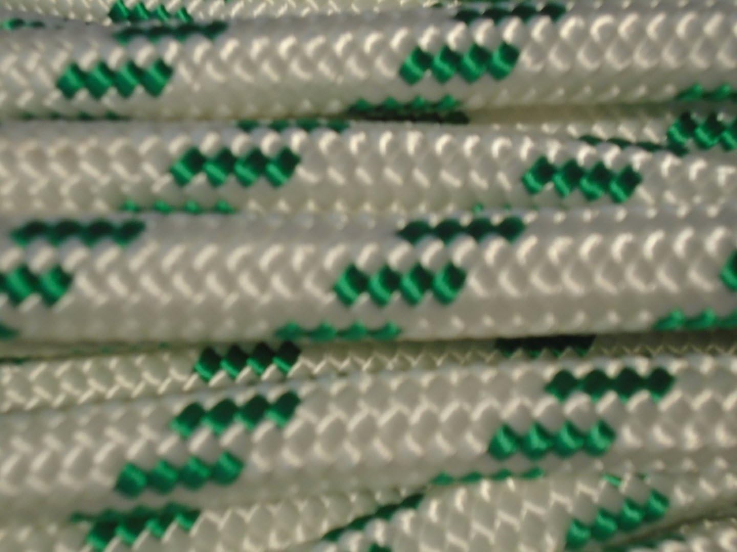 7/16 Inch Double Braid Polyester Rope, White and Green (300 feet)