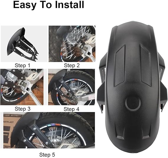 Black Motor Accessories Mudguard Motorcycle Rear Wheel Fender Cover with Bracket Plastic Splash Guard Universal