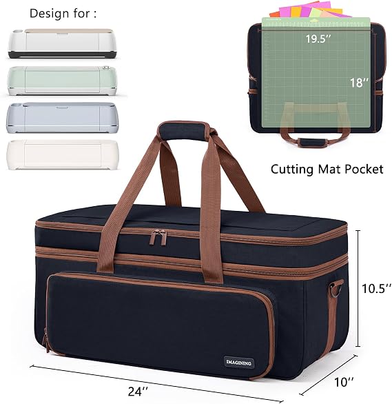 IMAGINING Carrying Case for Circut Maker 3, Maker 4, Double-Layer Machine Bag with Cover for Circut Explore 4, Explore 3, Explore Air 2, Storage Organizer for Circut Accessories and Tools