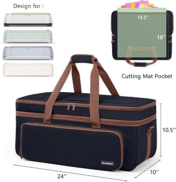 IMAGINING Carrying Case for Circut Maker 3, Maker 4, Double-Layer Machine Bag with Cover for Circut Explore 4, Explore 3, Explore Air 2, Storage Organizer for Circut Accessories and Tools