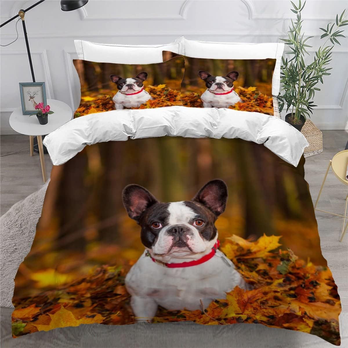 MEVASA King Bedding Set French Bulldog 3d Printed Girls Boys Adults Soft Microfiber Fluffy Breathable Kingsize Duvet Cover Set Cute Puppy Bedding King Size with 2 Pillow Cases /230x220
