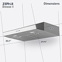 Vista 4 de Zephyr Campana extractora para debajo del gabinete de 30 pulgadas Essentials Breeze II - 400CFM Potente campana de ventilación de cocina