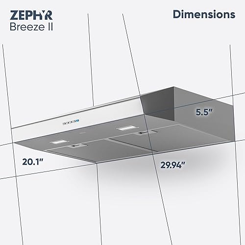 Miniatura 4 de Zephyr Campana extractora para debajo del gabinete de 30 pulgadas Essentials Breeze II - 400CFM Potente campana de ventilación de cocina para