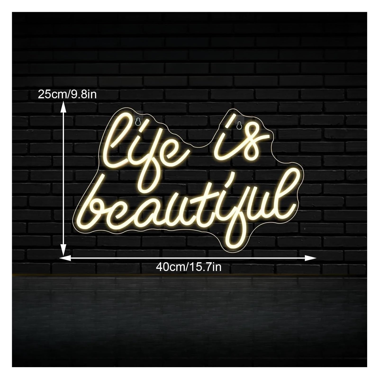 Decoración Lámparas Letrero De Neón Life Is Beautiful Para Decoración De Pared, Luz LED Con Letras Para Dormitorio, Sala De Estar, Colgante, Alimentado Por USB, 40cm×25cm