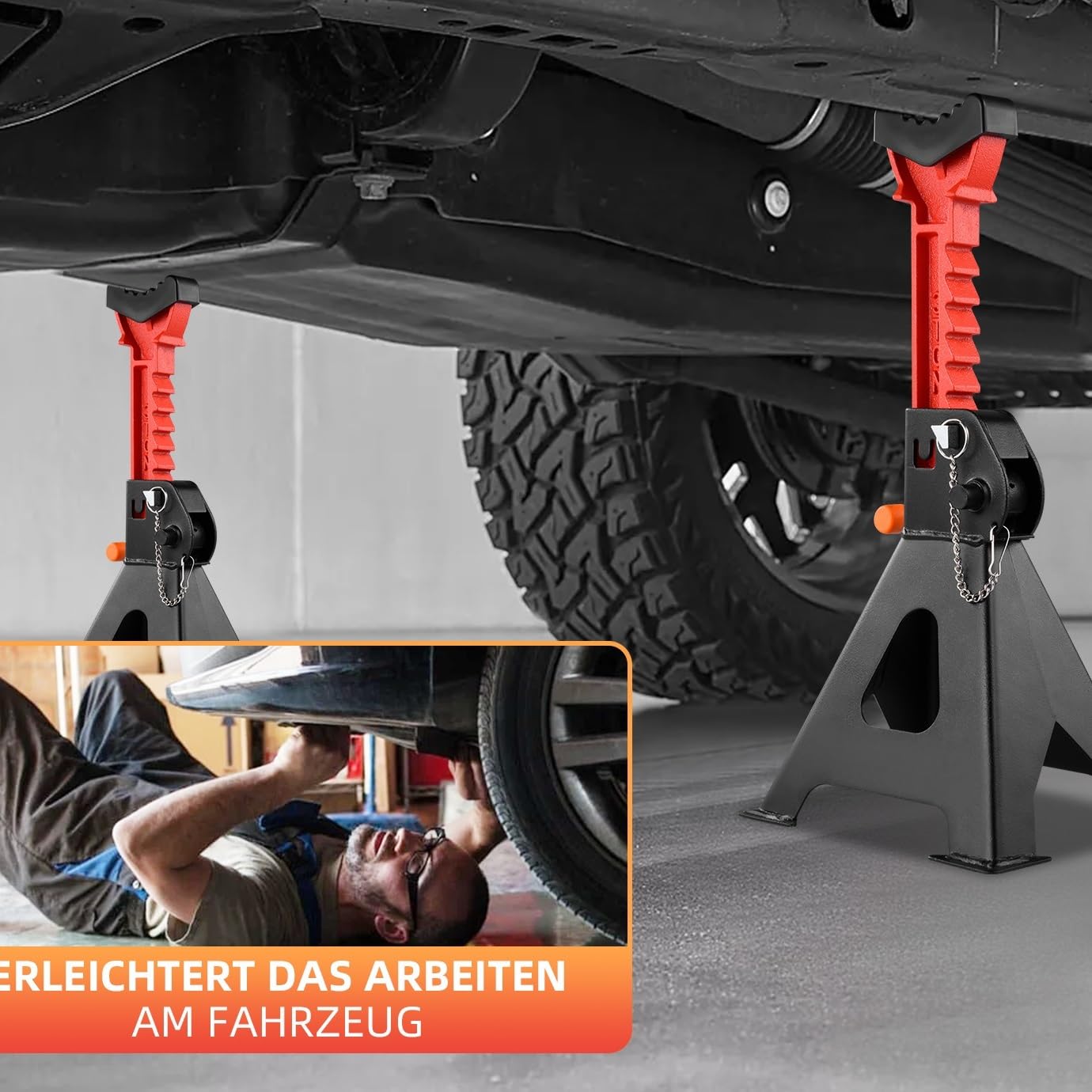 1 par de elevación de Ruedas de Coche de 3 toneladas/6 toneladas | Soporte de gato Reparación de automóviles Soporte de gato de seguridad(6 tons)