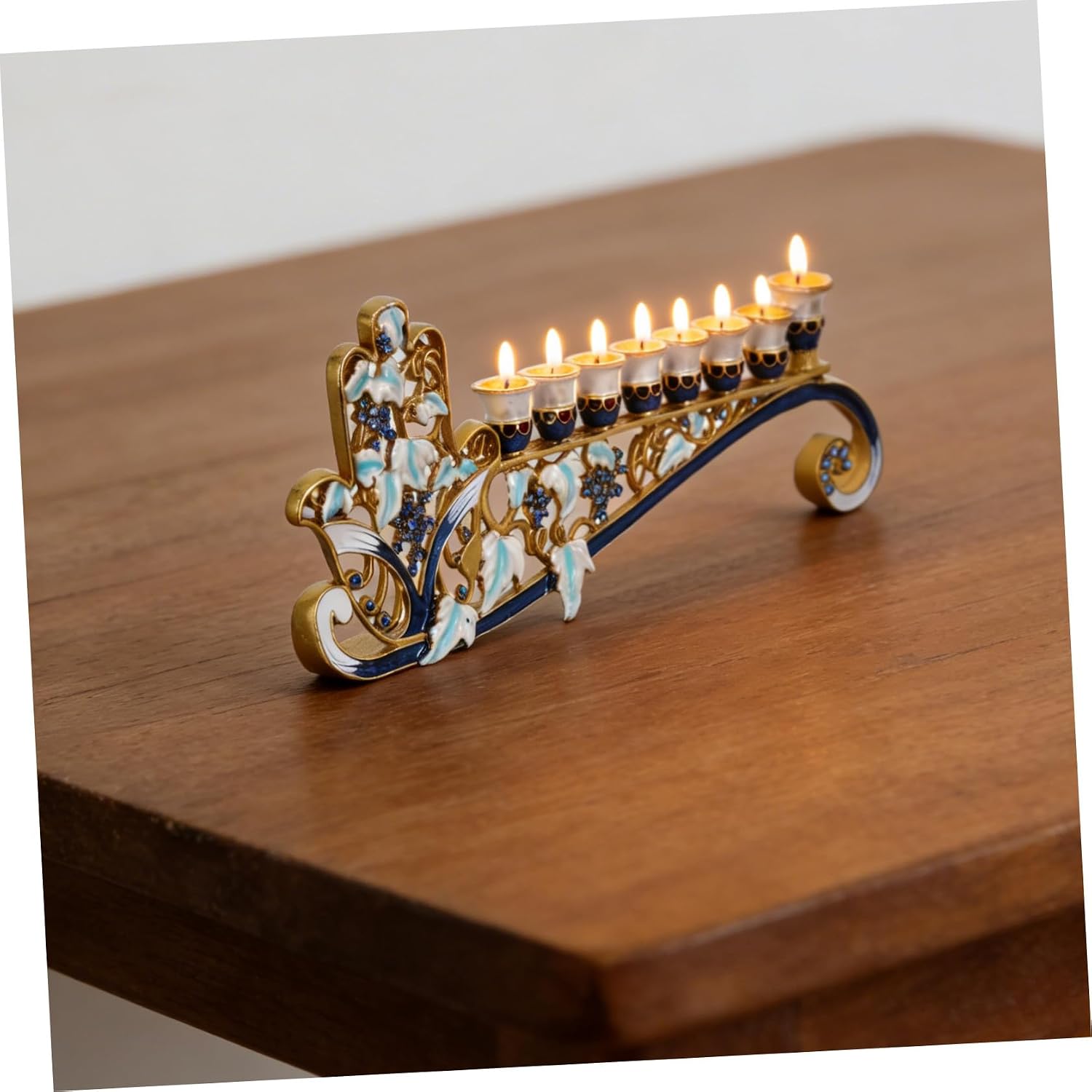 Hanukkah Menorah 9 Branch Zinc Alloy Candle Holder for Home