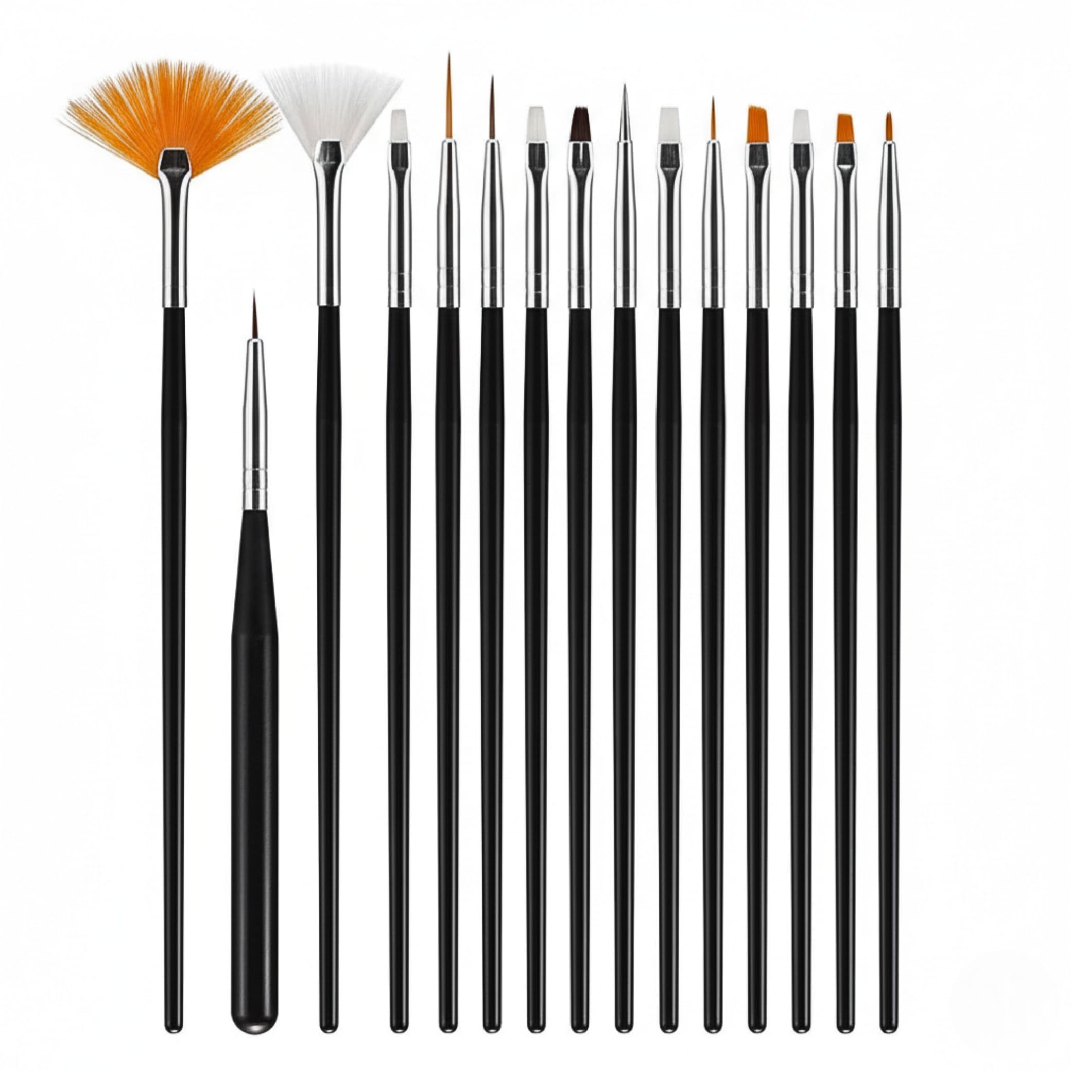 TINY DEAL Set of 15 Acrylic Art Brushes With Dotting Tool for Painting and Creating Different Designs on Gel, Acrylic, and Natural Nails - Salon Quality Art at Home-image-3