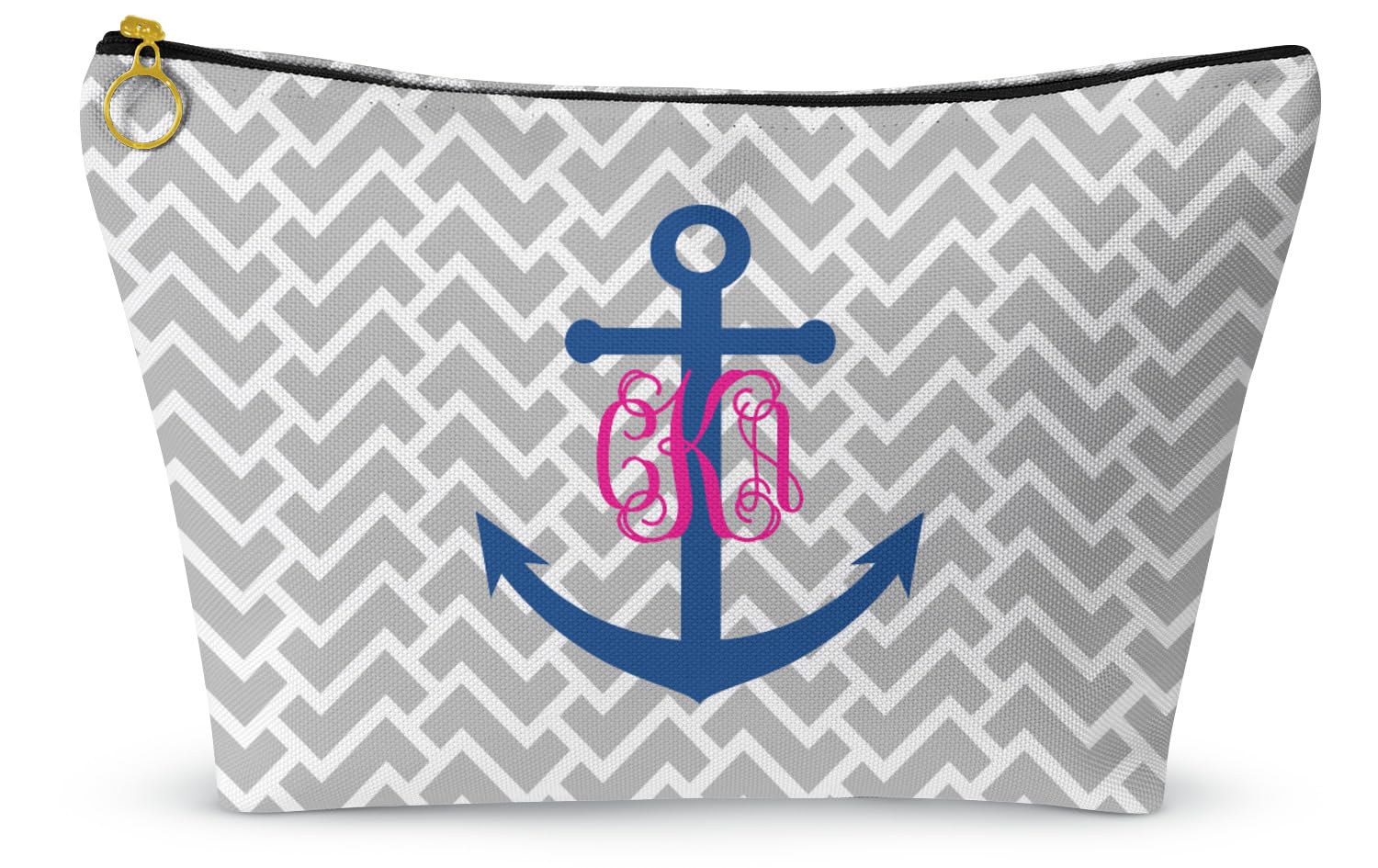 Personalized Monogram Anchor Makeup Bag - Large - 12.5"x7"