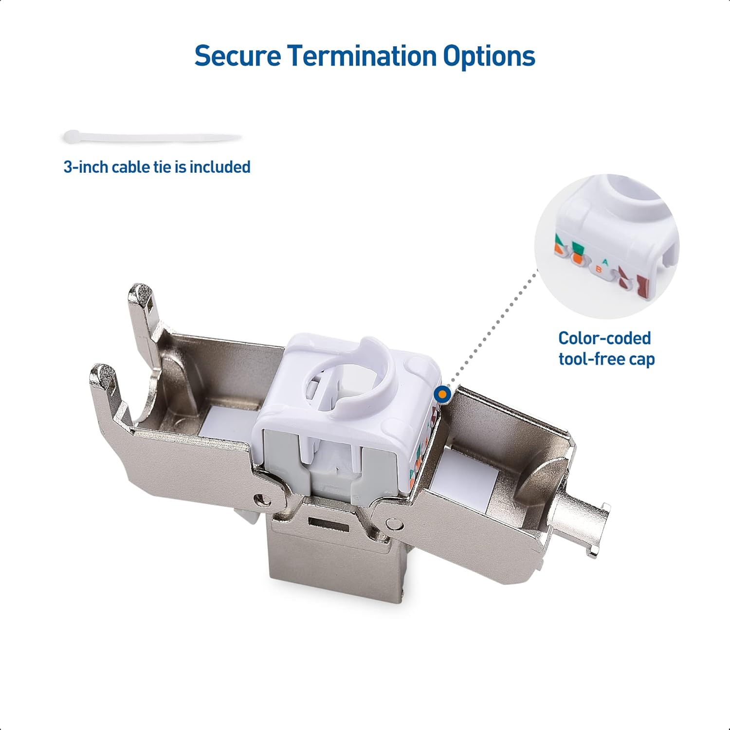 Cable Matters UL Listed 10Gbps 12-Pack RJ45 Shielded Cat6A / Cat6 Keystone Jack with Integrated Shutter