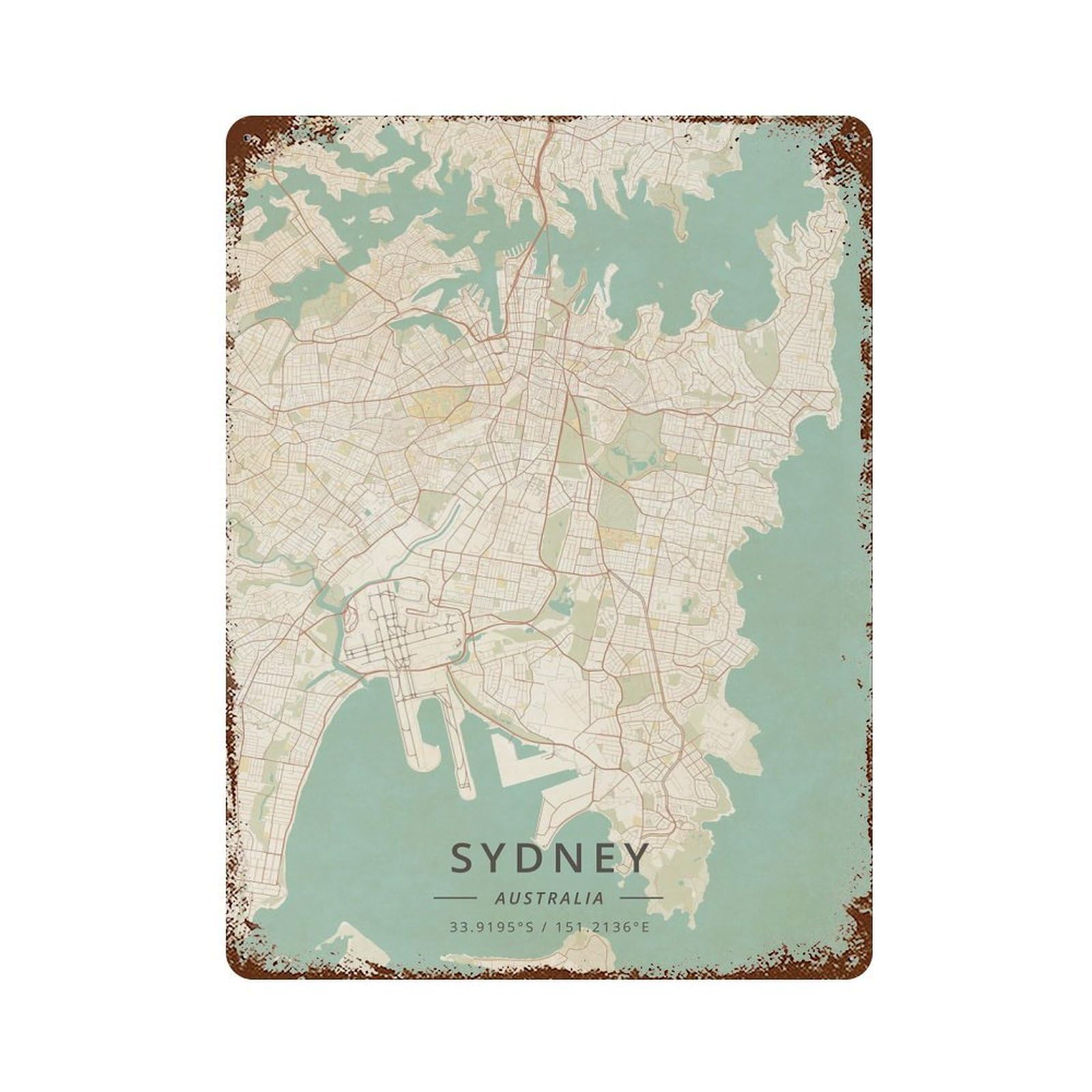 Sydney Australia Retro Metal Sign 15.7"x11.8", Farmhouse Wall Decor for Cafe, Home Bar And Lounge Decor