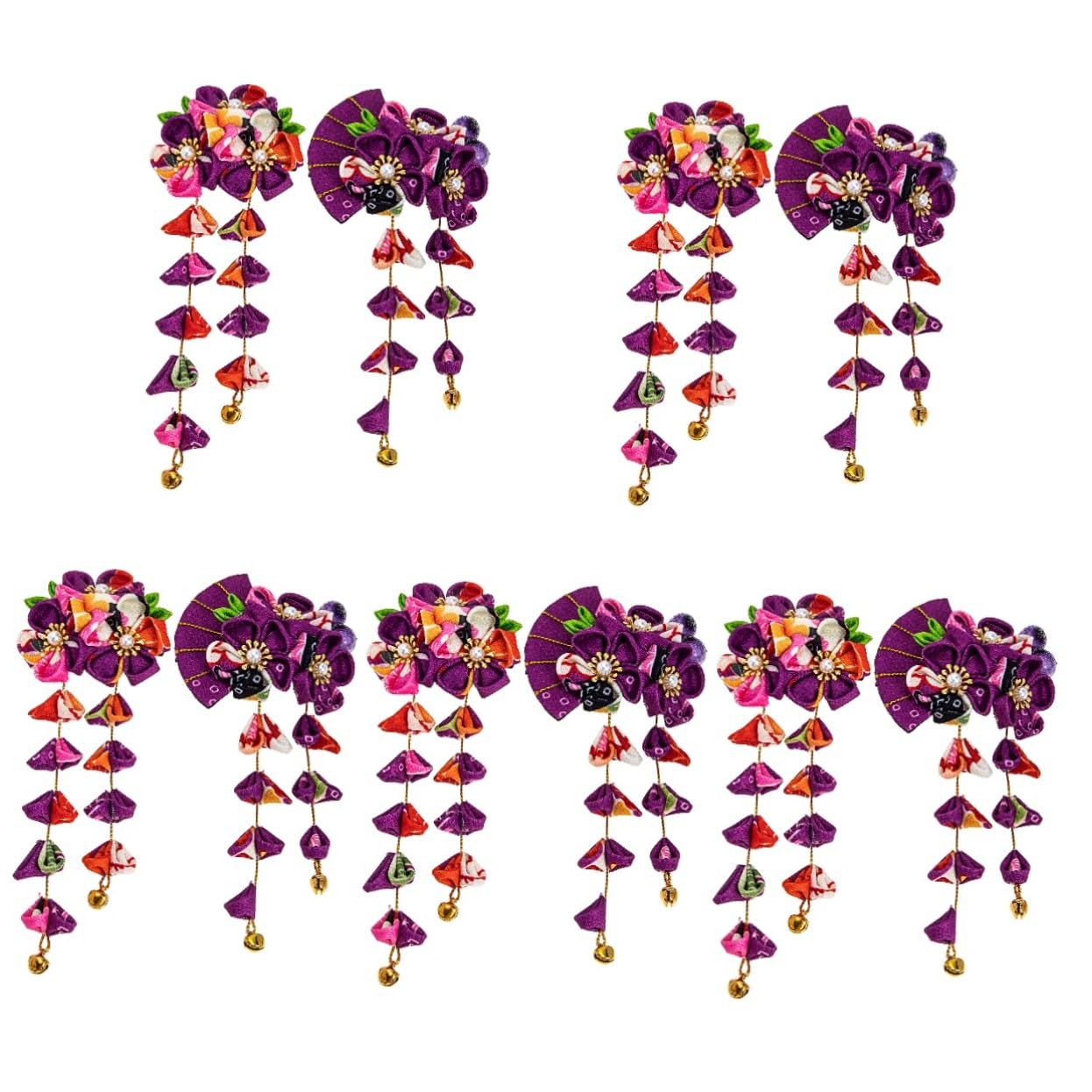 MAGICLULU 5 Sets Einzigartige Japanische Haar-accessoires Zierliche Blumen-haarspangen Fächerhaar Stilvoll Für Damenanlässe 2 Stück * 5