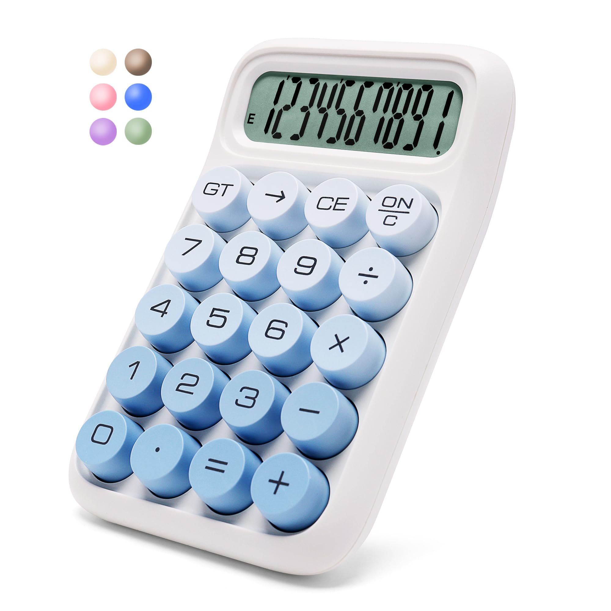 Calculatrice mécanique avec écran LCD 10 chiffres Bleu