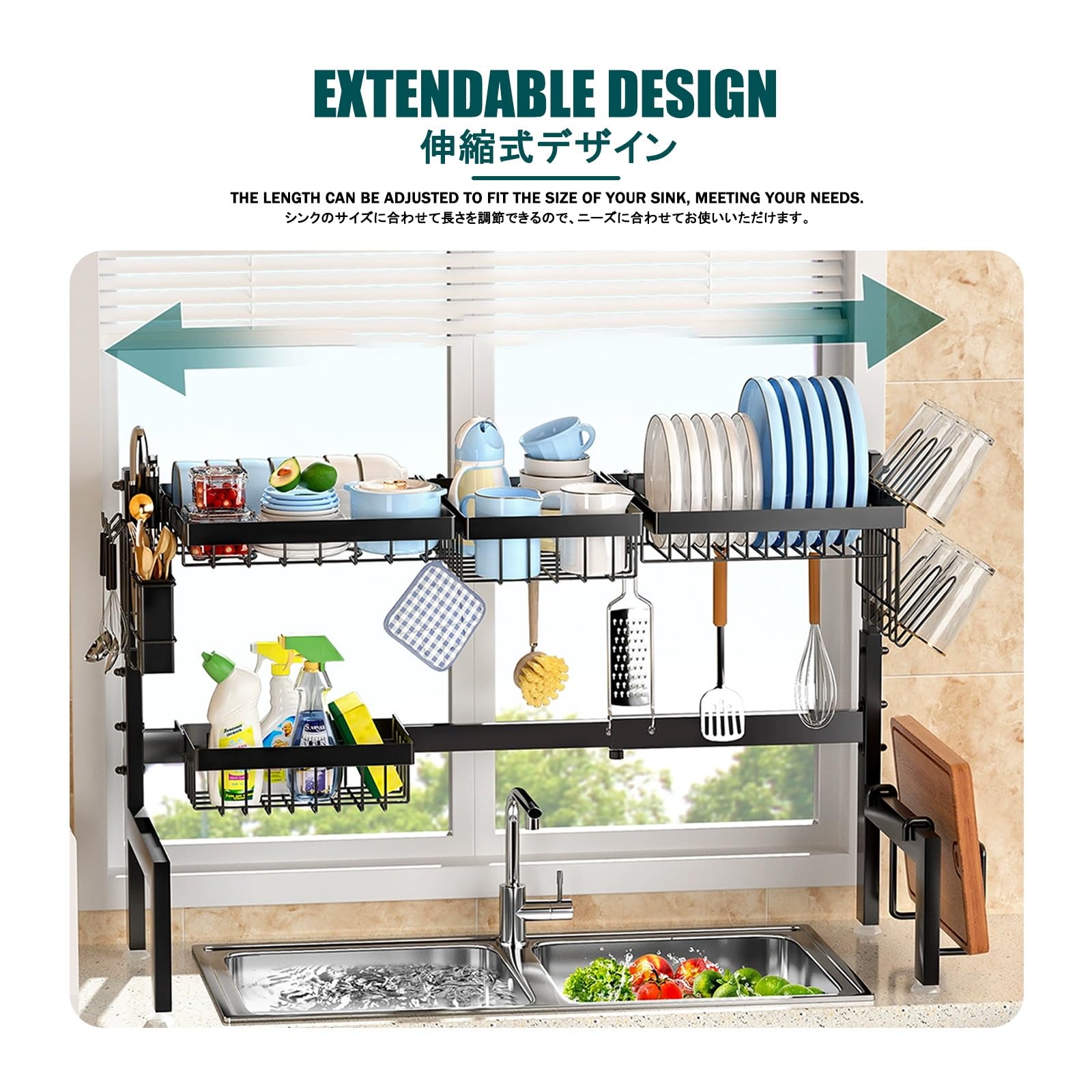 Comptoir de cuisine peu encombrant avec porte-couverts et égouttoir à vaisselle pour assiettes, tasses, bols, sils – Solution de cuisine propre et bien rangée