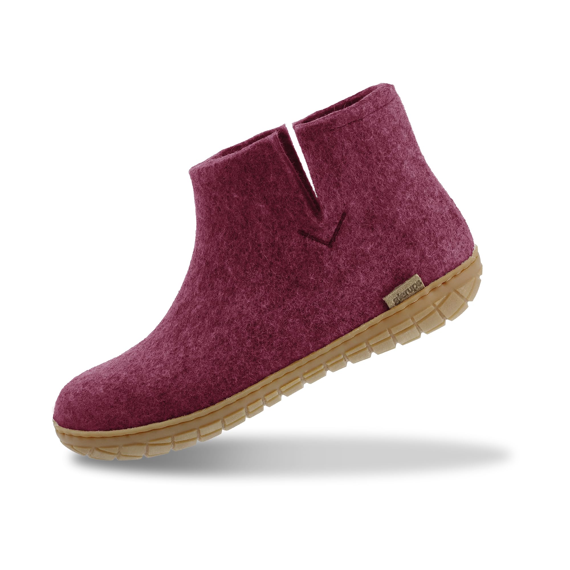 Glerups 100 quality wool mix Boot Slipper with rubber sole - Unisex - Cranberry