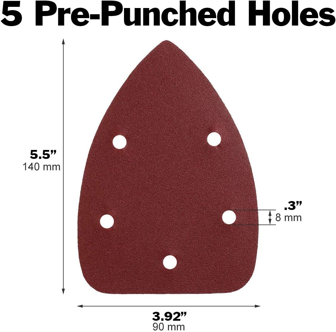120 Pack Mouse Detail Sander Sandpaper - Includes 40, 60, 80, 120, 180, and 240 Grits (20 Sheets of Each Grit), Hook and Loop, 5 Hole - SciencePurchase