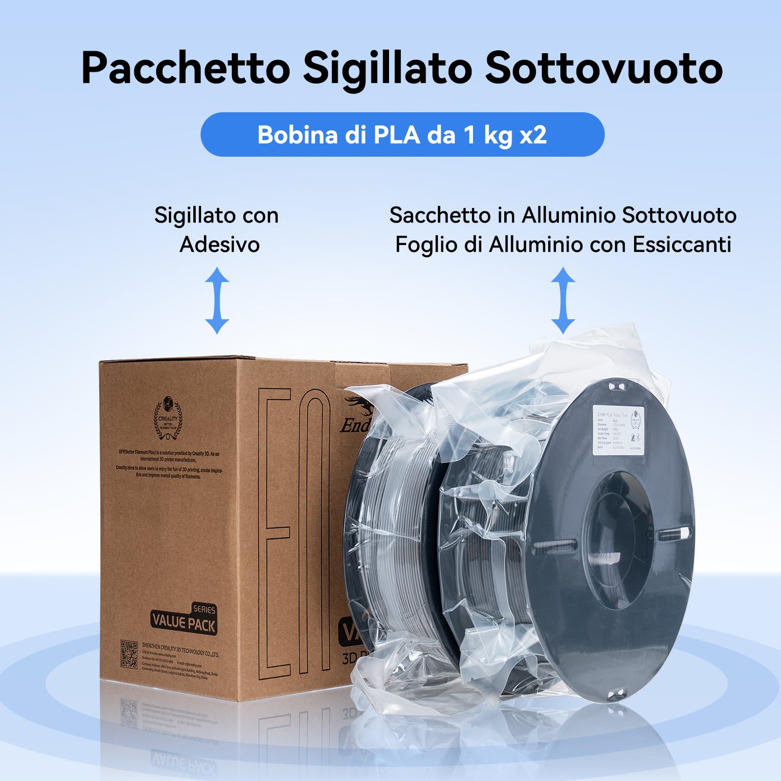 Creality Ender PLA Filamento 1,75 mm per Stampante 3D, Bobina 4 kg (8,8 libbre), Dimensionale +/- 0,02 mm, Adatta alla Maggior Parte delle Stampanti 3D (Nero+Bianco+Grigio+Giallo)
