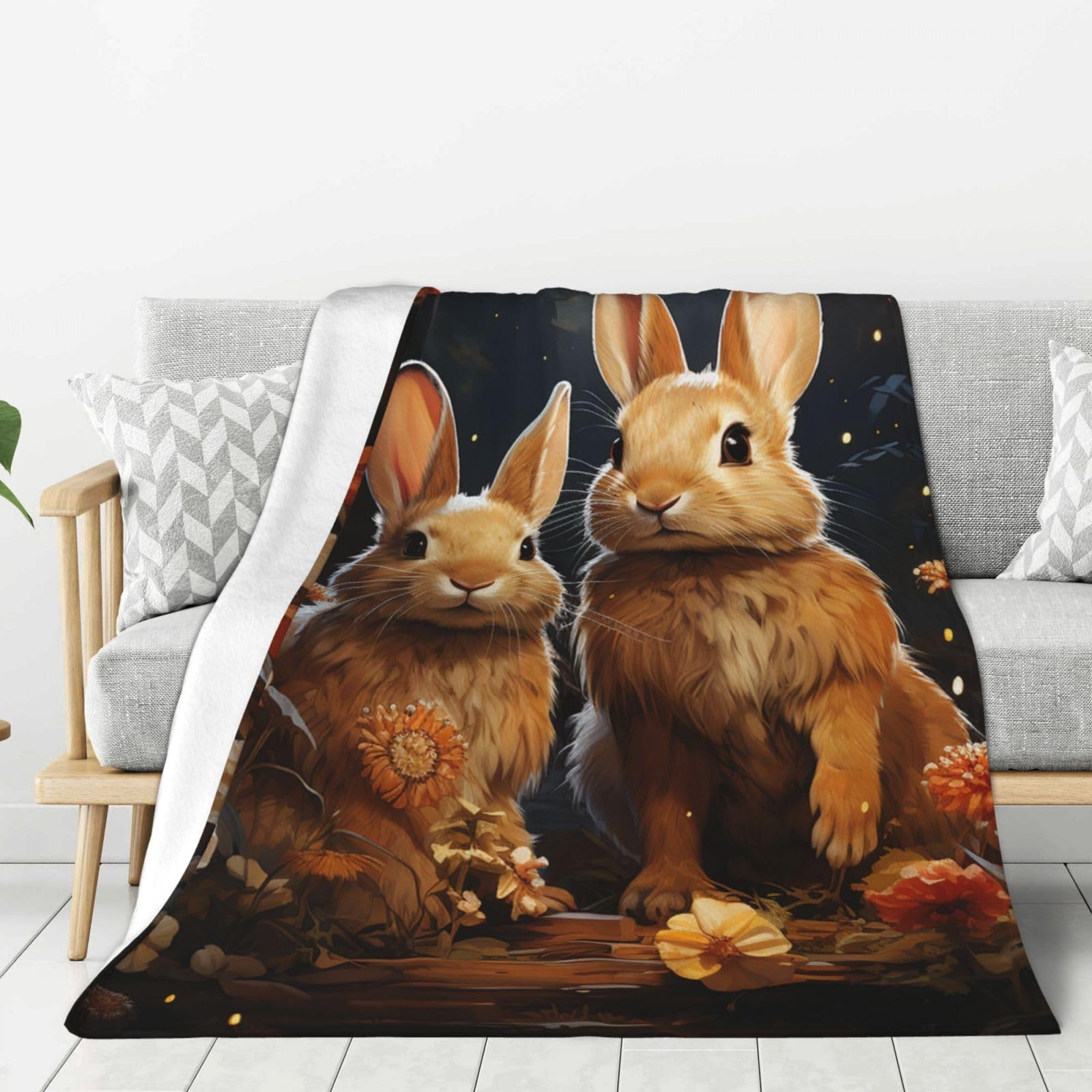Plaid de voyage léger et doux pour lit et canapé motif jardin