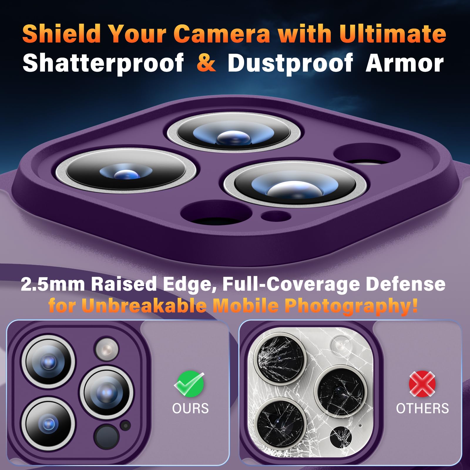 Funda Para IPhone 16 Pro Con Anillo Magnético Y Compatibilidad MagSafe, Color Púrpura Medianoche, Mate Translúcida Y Protección Militar Contra Caídas