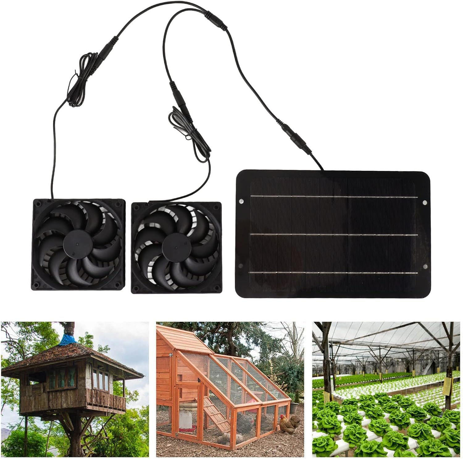 Solar Powered Fan Kits, Solar Fan for Chicken Coop Greenhouse Dog House Shed Exhaust Cooling Ventilation