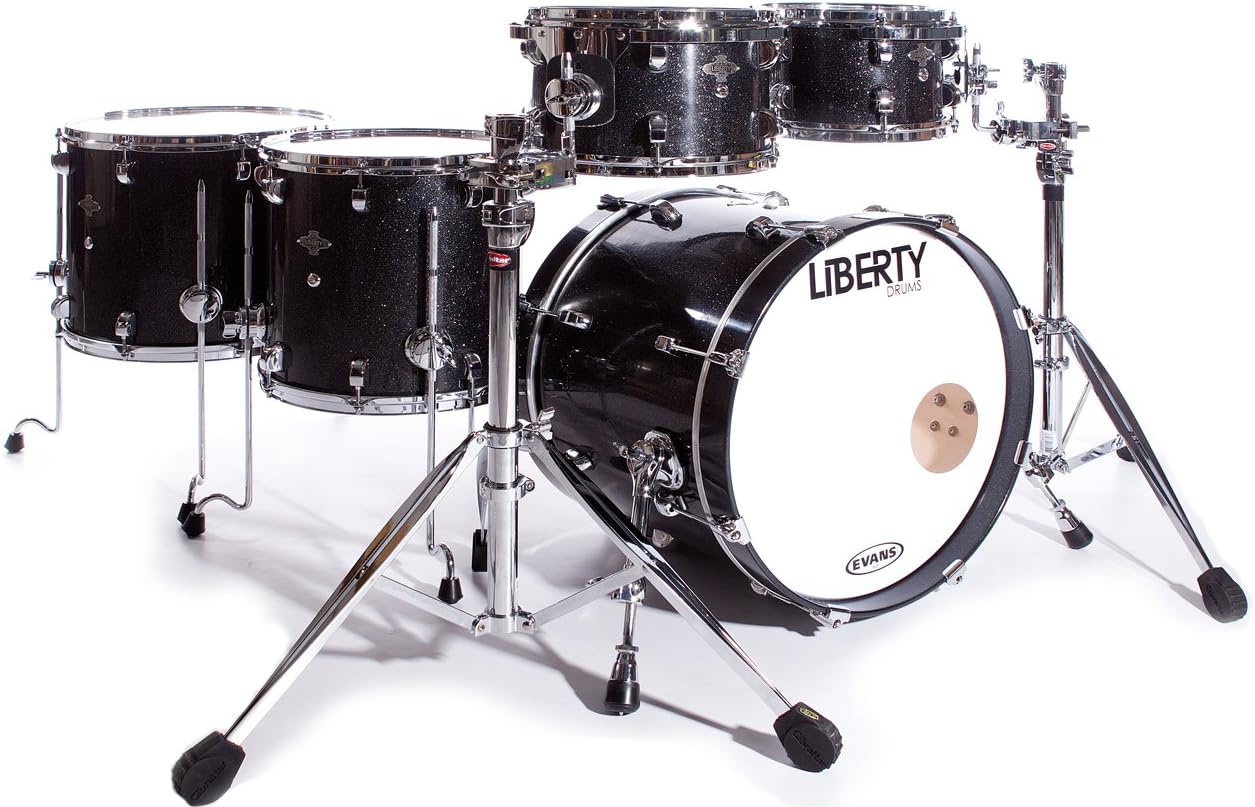Liberty Drums Fusion Series LD-BIR-522-FU03 5-Piece Drum Kit, Black sparkle