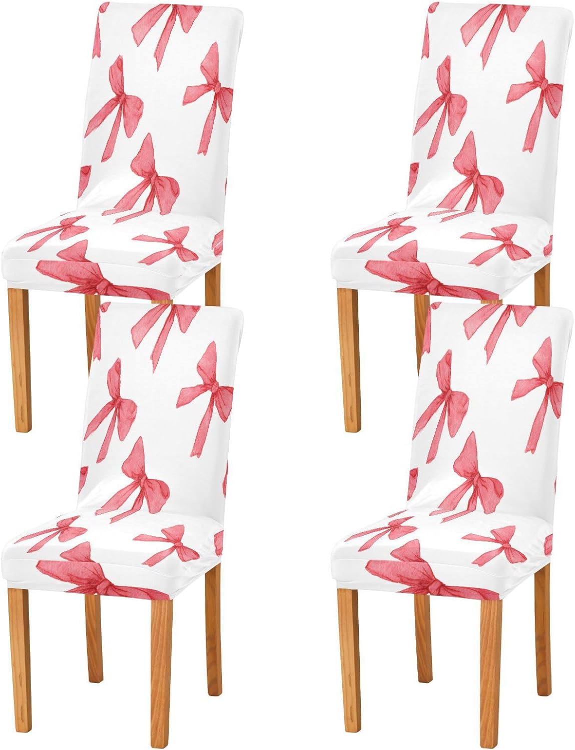 ALAZA Chair Covers for Dining Room, Red Watercolor Bow Pattern Stretch Chair Cover Sets Chair Protector Removable Washable for Ktichen Restaurant Hotel