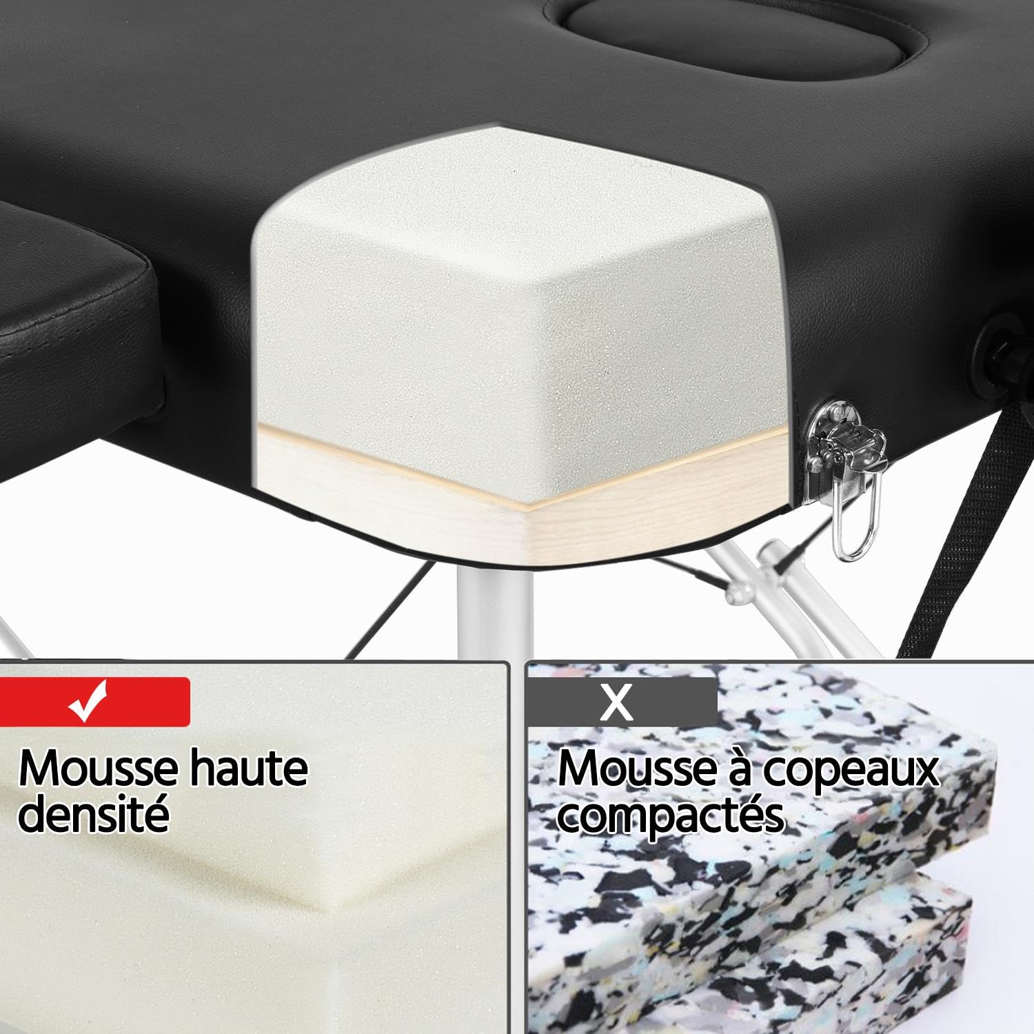 Yaheetech Table de Massage Pliante 2 Section 70 x 213 cm Lit de Massage Professionnelle Portable Aluminium Housse de Transport pour Thérapie Salon Massage