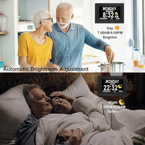 Miniatura 9 de Jaihonda Reloj de demencia para personas mayores Reloj digital con fecha y hora para ancianos - 15 alarmas Nivel 5 de brillo Pantalla de números