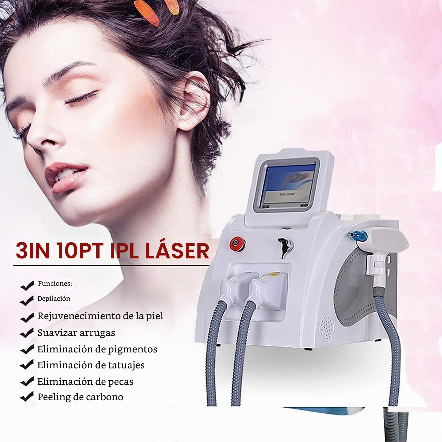 Máquina de depilación 2 en 1 Opt + IPL ND YAG Eliminación de Tatuajes con láser SHR Equipo de Belleza for Manchas oscuras en la Cara