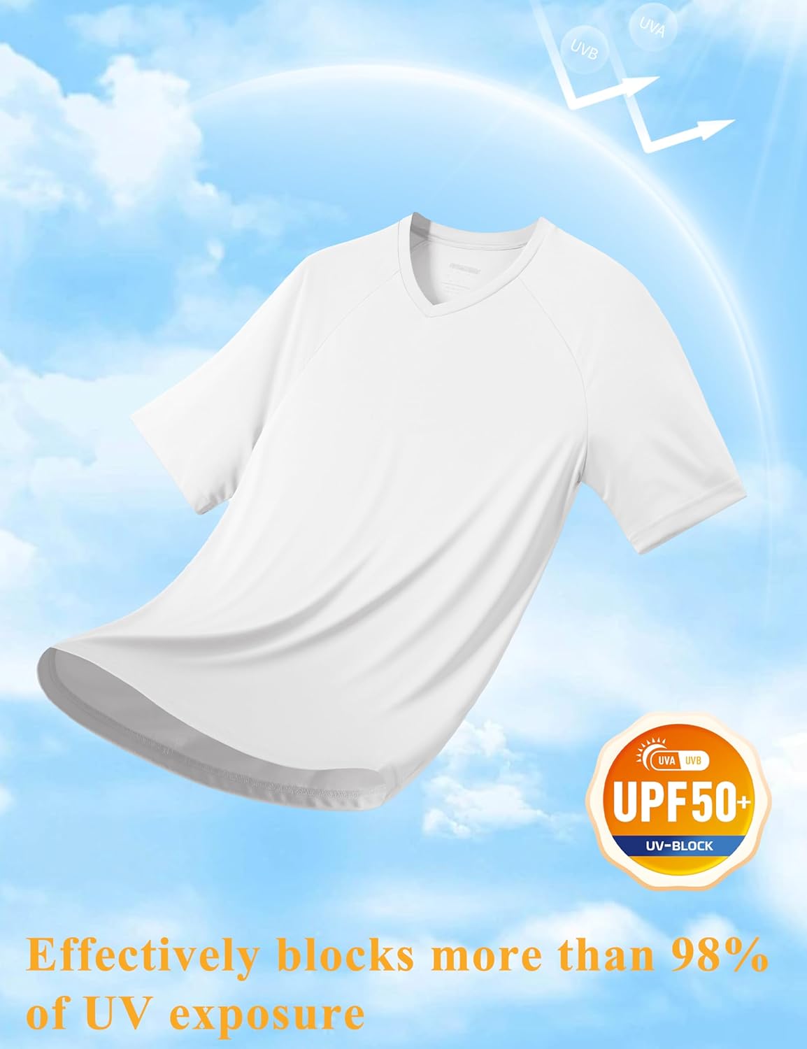 MAGCOMSEN Men's UPF 50+ Sun Protection Shirts V Neck Short Sleeve T-Shirt Quick Dry Swim UV Shirt Summer Workout Rash Guard - Image 3