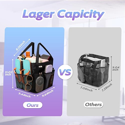 Miniatura 3 de famichan Mesh Shower Caddy Portable, Dorm Room Essentials for College Students, Large Capacity with 8 Pockets Shower Bag for