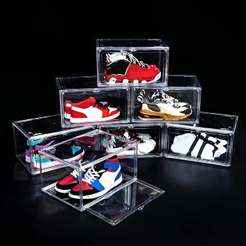 12 Pack Shoe Boxes,Acrylic Shoe Display Box,Stackable clear shoe box,Clear Plastic Stackable Sneaker Box,Shoe Containers,Shoe Case,Sneaker Storage,Fits Up to Size 14