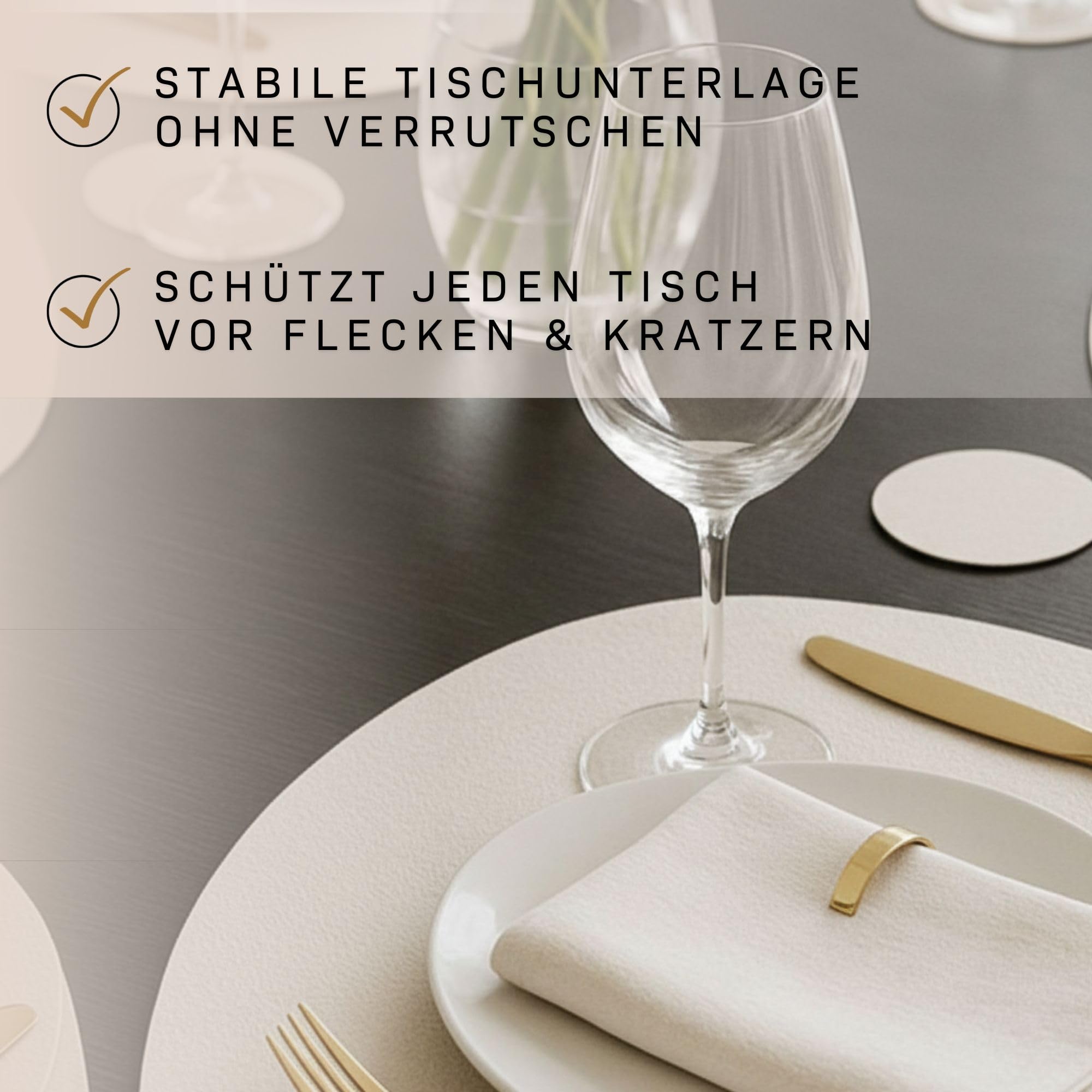 Platzset Kunstleder oval, Wendbares Tischset abwaschbar, Modernes Platzdeckchen, Tischunterlage Nierenform (Salbei/Beige, 6 Stück Platzsets)