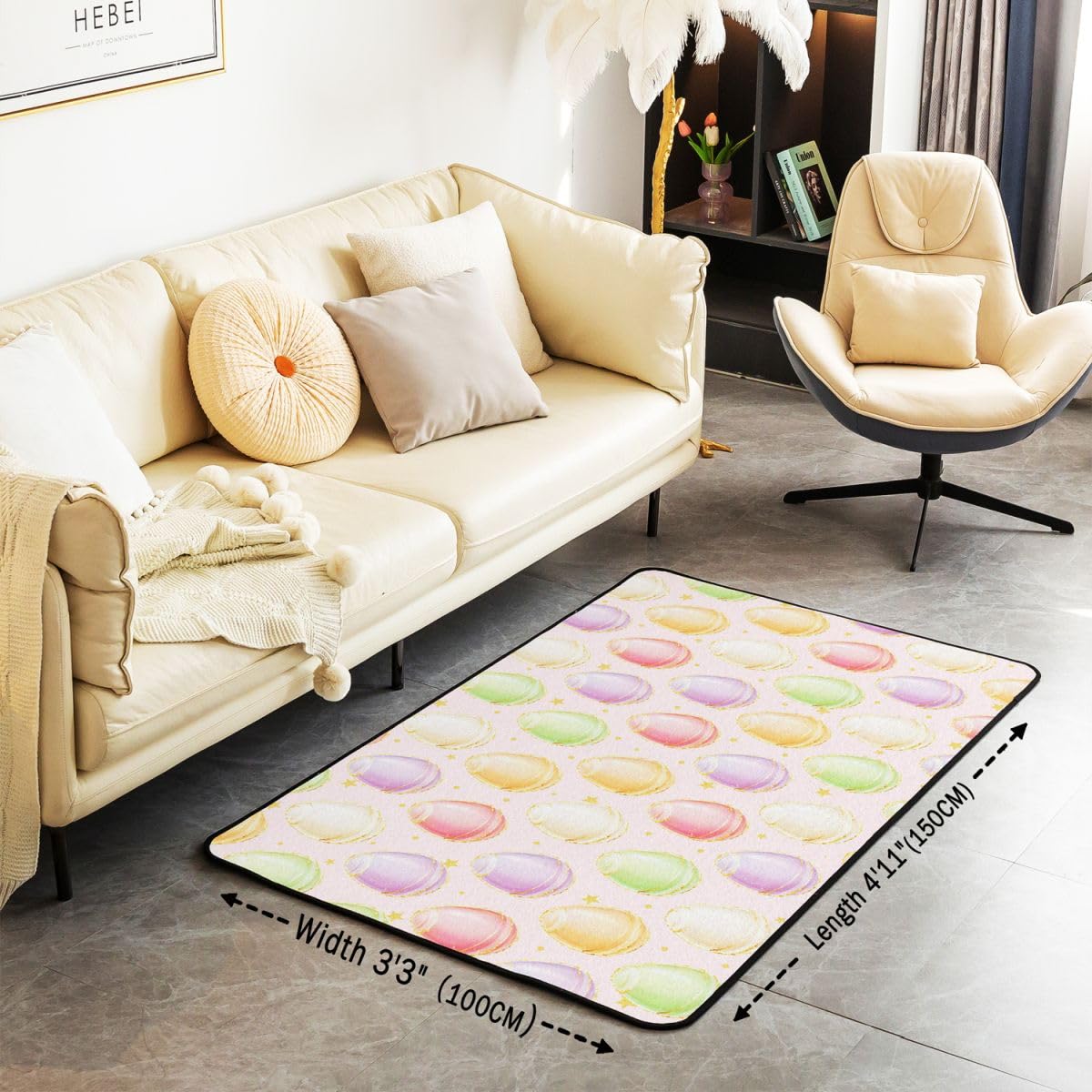 Manfei Alfombra antideslizante con diseño de huevos coloridos de Pascua, con estampado de estrellas y purpurina dorada, con diseño de huevos de arco iris, alfombra de entrada, color rosa dulce