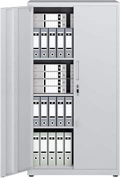 LAND VOI Steel Storage Cabinet, 4-Tier Lockable Cabinet with Adjustable Shelves, Double-Door Cupboard Storage, For Home, Office Storage, 40 80 151.5cm, Tall Cabinet, Light Gray