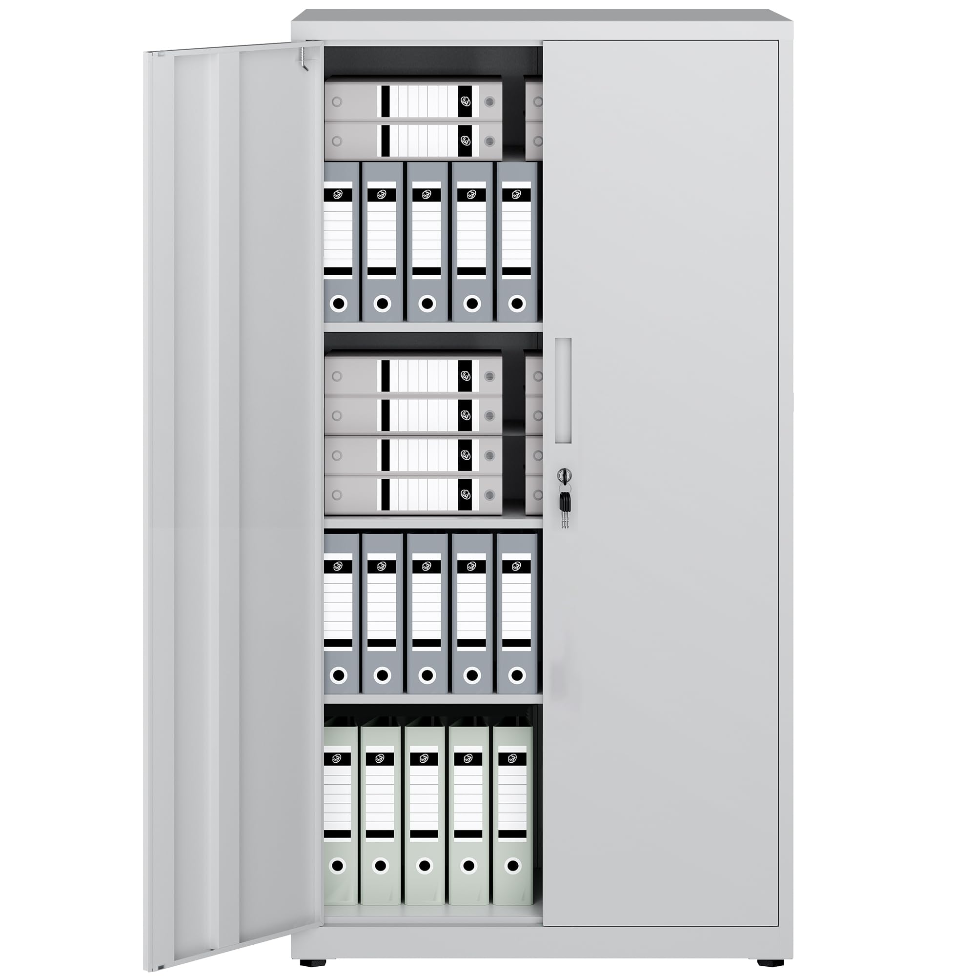 LAND·VOI Steel Storage Cabinet, 4-Tier Lockable Cabinet with Adjustable Shelves, Double-Door Cupboard Storage, For Home, Office Storage, 40×80×151.5cm, Tall Cabinet, Light Gray — image 1