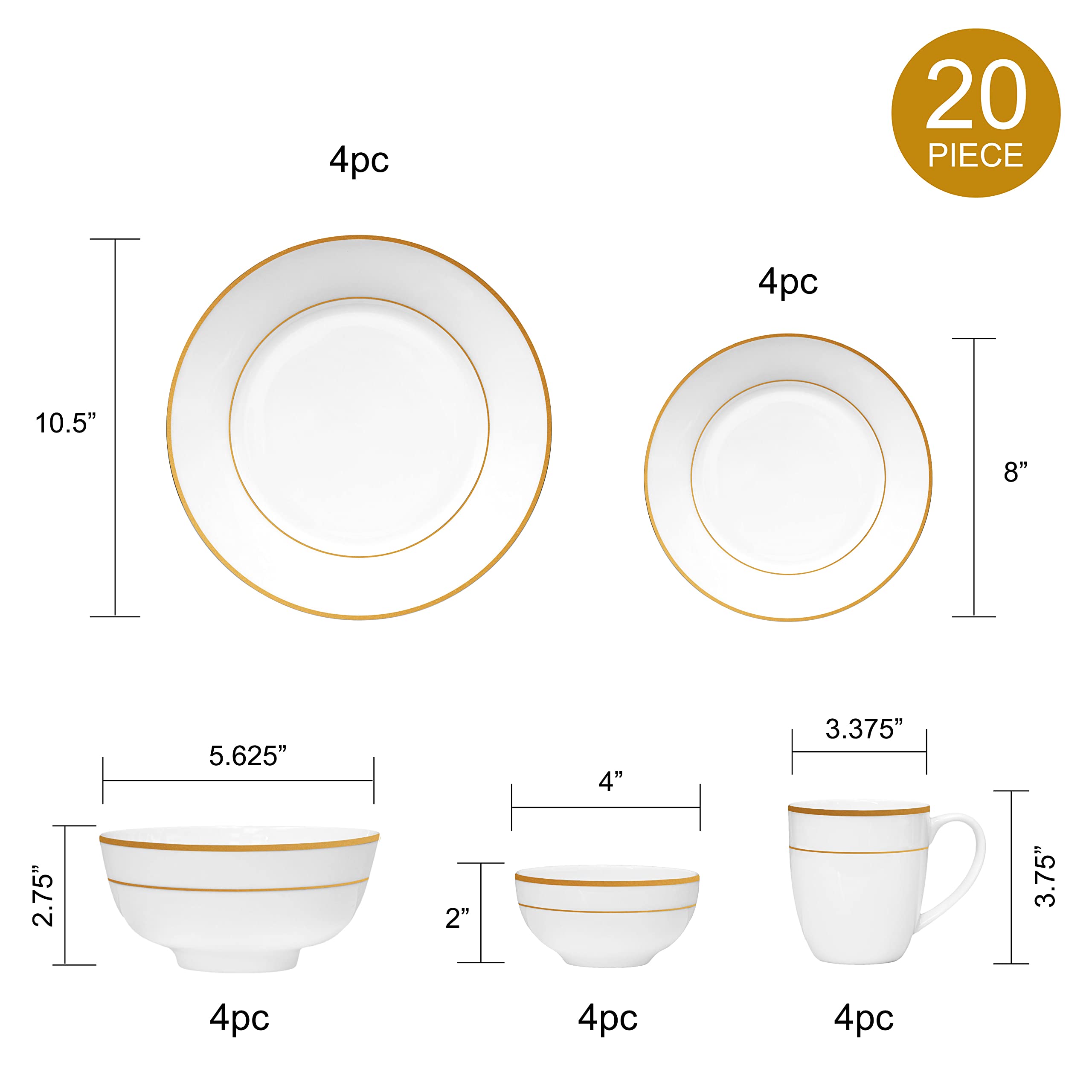 Black and White Glass Dinner Set with Goblets Decoration – DishesOnly