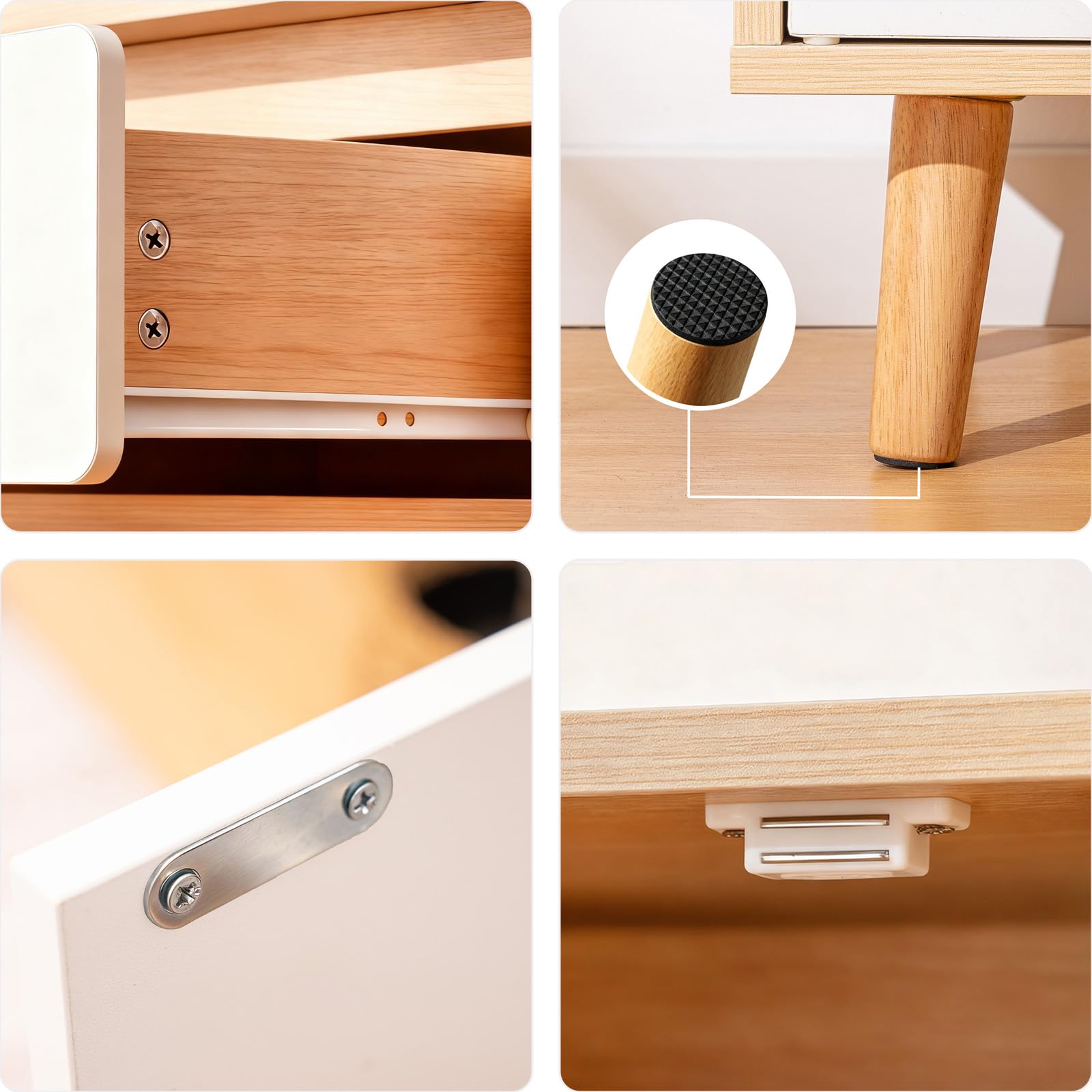 Meuble TV Extensible 140–190 cm, 2 Tiroirs, 1 Porte et 1 Niche Ouverte, Meuble Tele Bois et Blanc, Meuble Télé avec Rangement, Table TV pour Salon ou Chambre, Design Moderne