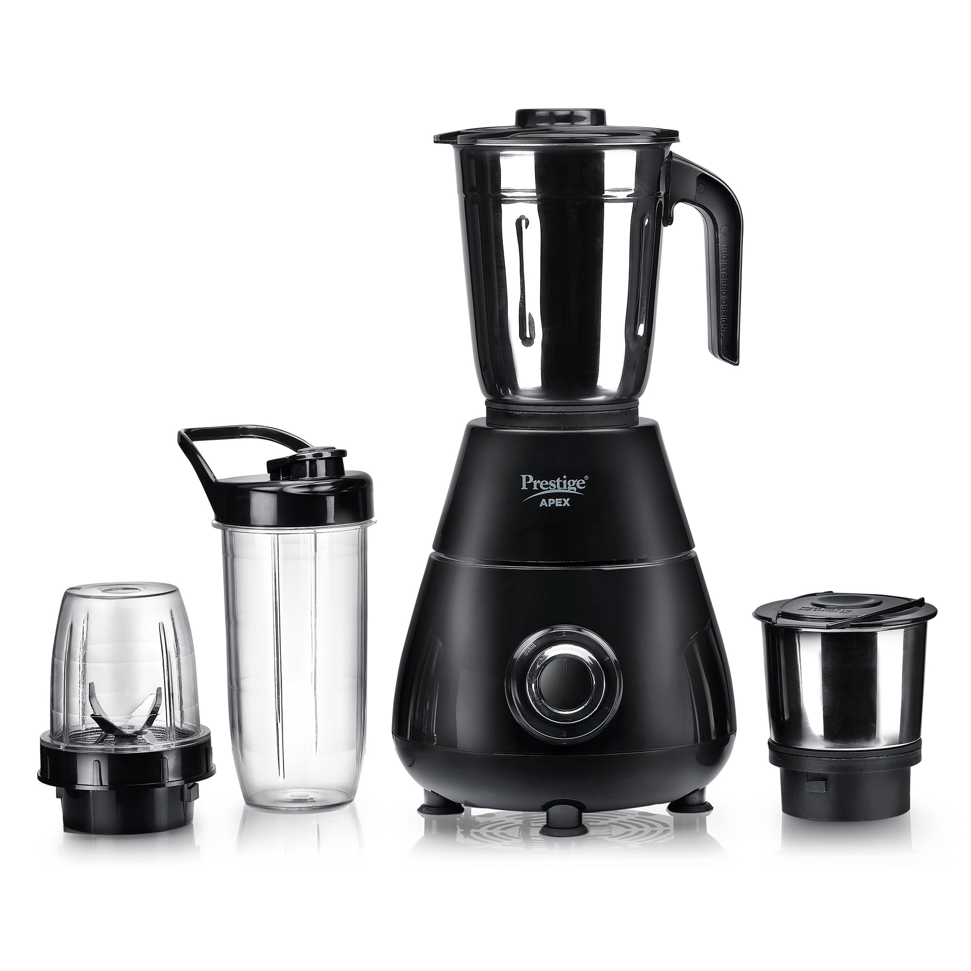 Prestige Apex Blendo 500W 4Jars Mixer Grinder|2 Full Size Stainless Steel Jar|2 Nutri-Blend Jar|3 Super Efficient Blades|Black-image-11