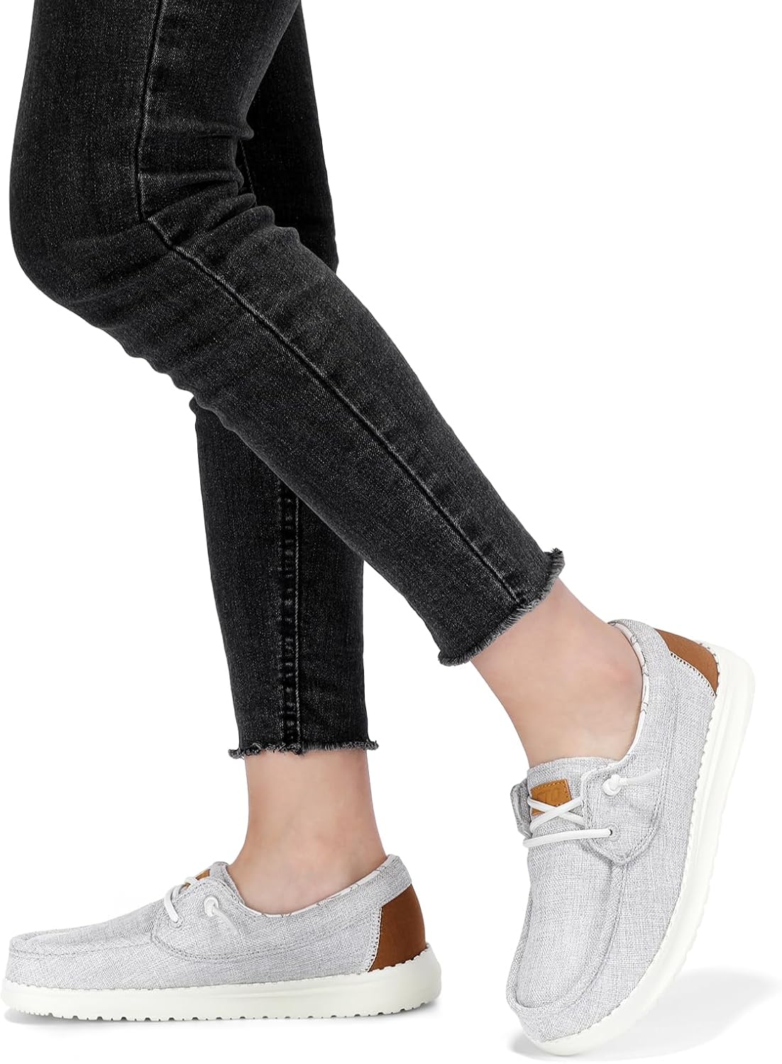 STQ Women's Boat Shoes with Orthopedic Insole Slip On Business Casual Shoe for Plantar Fasciitis Lightweight Canvas Loafer - Image 2