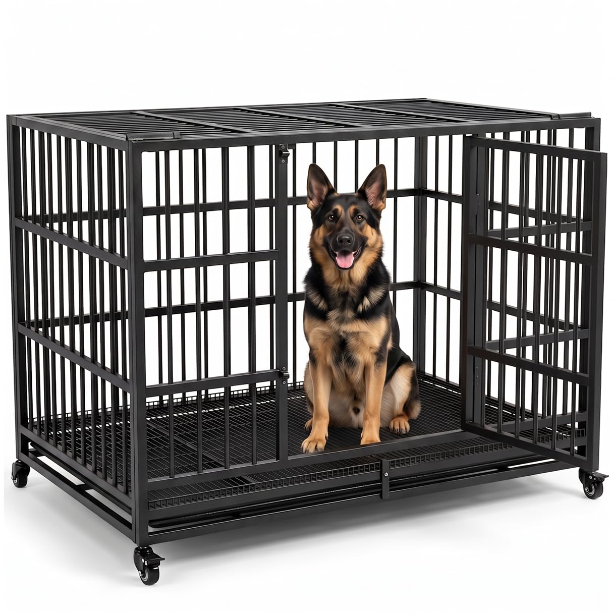 KOKOTANGS 48 Inch Heavy Duty Dog Crate with Wheels
