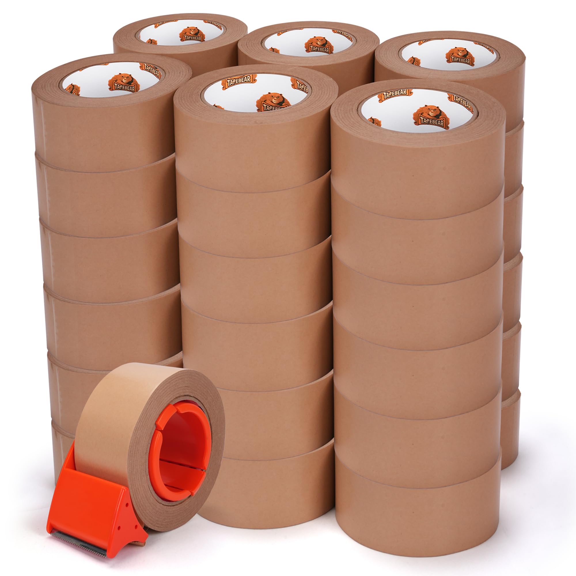 TAPEBEAR 36Rolls Eco-Friendly Paper Packing Tape with Dispenser